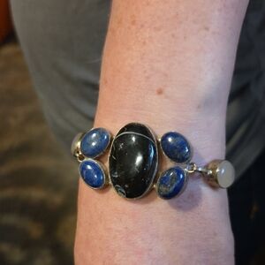 Black Obsidian, Lapis and Moonstone Bracelet